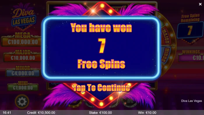 Diva Las Vegas – Bonus Free Spins aktyvavimas