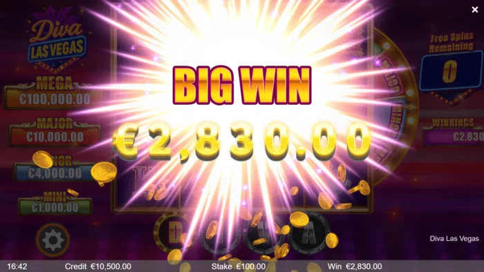 Diva Las Vegas – didelis laimėjimas Free Spins metu